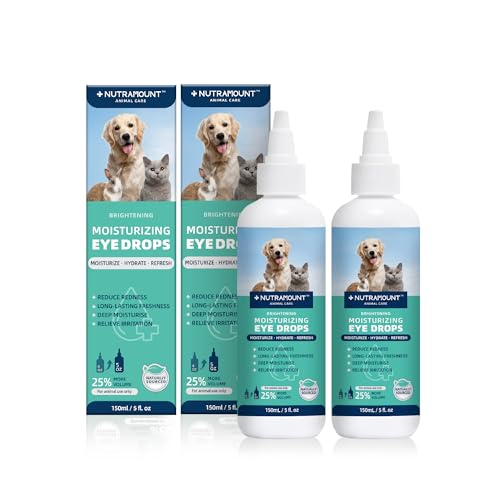 Nutramount Moisturizing Eye Drops for Dogs, Cats, and Livestock 150ML/5 fl. oz Dry Eye Solution Twin Bottle Set