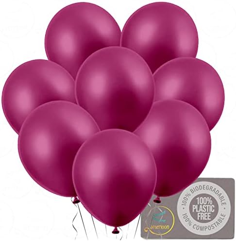 AFTERLOON Biodegradable Balloons Pearlized Fuchsia 12 Inch 144 Pack, Pearlescent Thickened Extra Strong Latex Helium Float, for Baby Shower Gender Reveal Garland Wedding Birthday Party Decorations