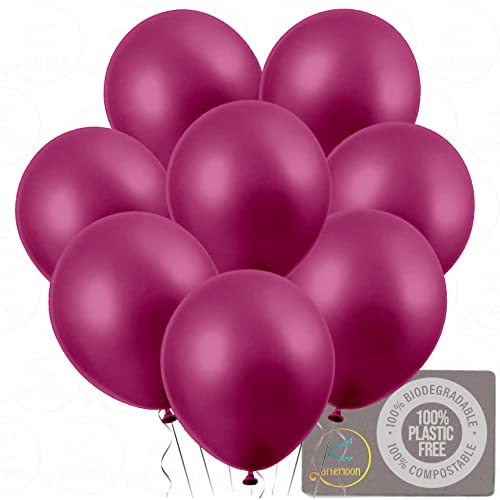 Afterloon Biodegradable Balloons Pearlized Fuchsia 12 Inch 144 Pack, Pearlescent Thickened Extra Strong Latex Helium Float, For Baby Shower Gender Reveal Garland Wedding Birthday Party Decorations #TOP2