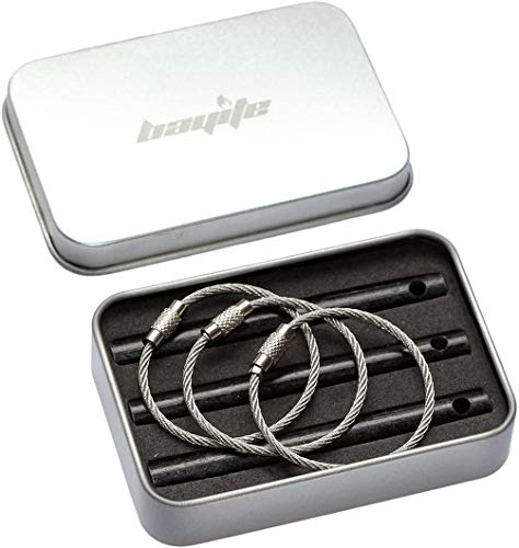 Bayite Survival Drilled Ferrocerium Ferro Rod Flint Fire Starter Rods With Keychain Ring 3.14 Inch Pack Of 3 #TOP3