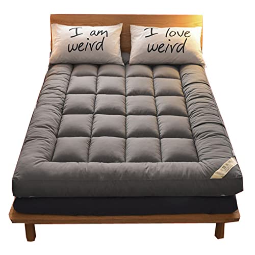 Matelas de Tatami Futon Pliable 2 Places 10cm Épaissir Le Matelas de Couchage Japonais Épais Tapis de Lit Moelleux Ultra-douce Plancher Pad Pour Dortoir Étudiant Chambre Matelassé,Grey-120*200cm