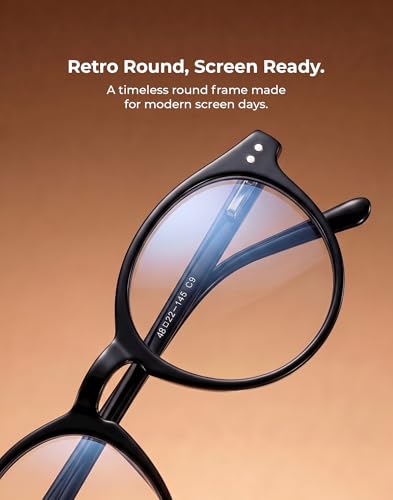 Image of TIJN Blue Light Blocking Glasses Men Women Vintage Thick Round Rim Frame Eyeglasses