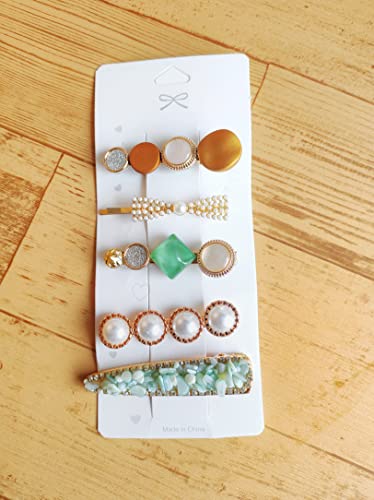 Image of ANNACREATIONS 5 Piece Korean Style Pearl Metal Hair clips, Plastic Pearl Barrettes Hairpin for Women & Girls(Golden)