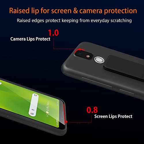 Case For Sharp Rouvo V Phone Case, Stand Case With Tempered Glass Screen Protector Hidden Folding Kickstand Shockproof Protective Cover Silicone Tpu Case For Sharp Rouvo V 2022 - Black #TOP2