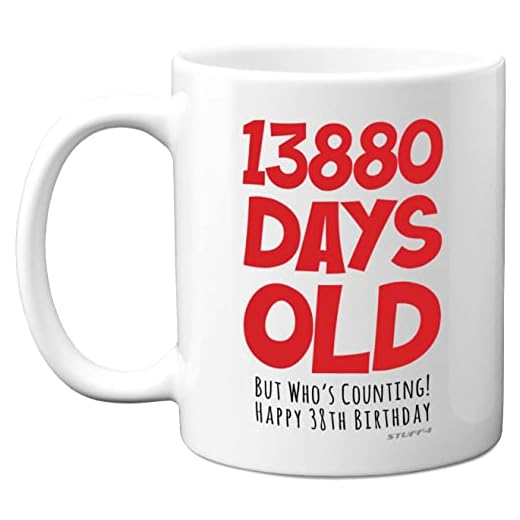 Taza regalo 38 cumpleaños hombres mujeres, él ella, 13880 días edad, divertida adultos treinta ocho treinta octavo regalo feliz cumpleaños hermano papá, mamá, tío tía, tazas café cerámica 11 onzas