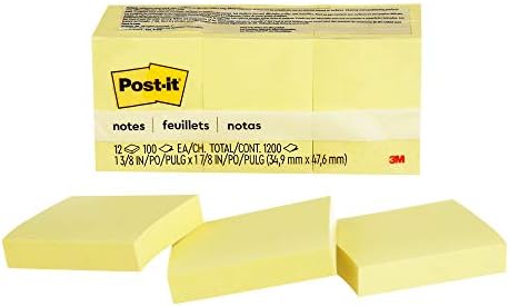 Post-it Notes Original Notes Sticky Notes 1.5" x 2", 12 Pads, 100 Sheets/Pad, Canary Yellow image 4
