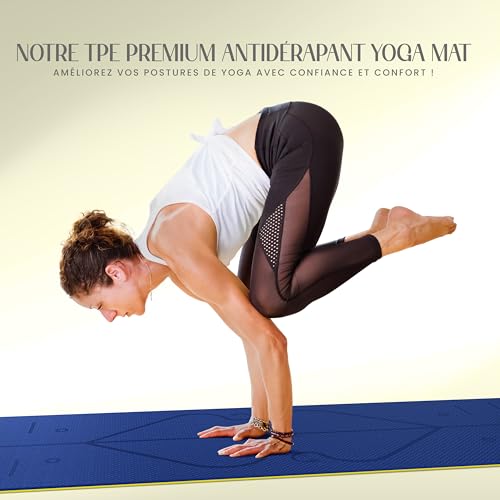 Yogii Tapis de Yoga Antidérapant TPE 6 mm, Guides d'Alignement Laser – vue 2