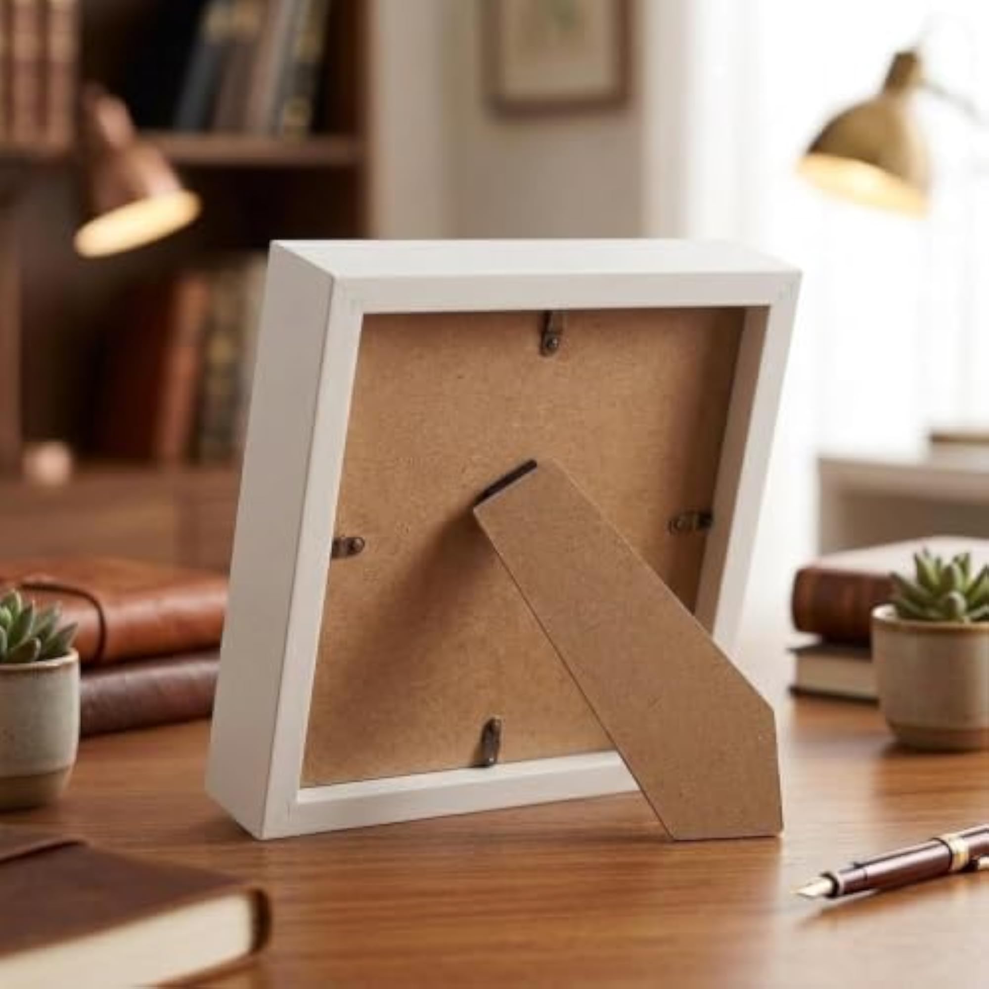 Shadow Box Frame, White, Deep Display Case with Glass Front