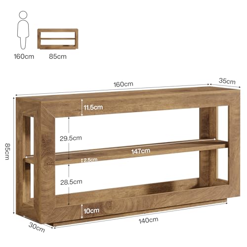 Console industrielle MDF 3 niveaux 160 cm Tribesigns