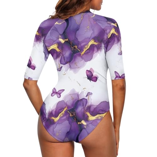 Maillot de bain rashguard à manches 3/4 avec fermeture éclair pour l'été