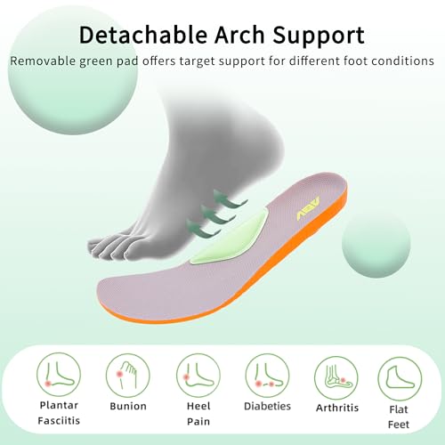 Image of Wide Toe Box Shoes Women Arch Support Walking Sneakers Orthotic Tennis Shoes for Plantar Fasciitis Bunions GreyPink Size 6