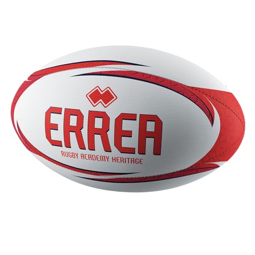 ERREA Rugby Academy Heritage HA0J0Z05120 New Grip Tech 3-Layer Hand-Sewn Rugby Ball for Training (5 Size) White/Red/Navy