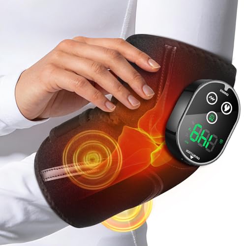 Cordless Elbow Heating Pad Elbow Massager with Heat Heating Pad for Arm with Vibration Massage for Cubital Tunnel and Tennis Elbow Pain Relief Wearable Wrap for Hand Arm Elbow