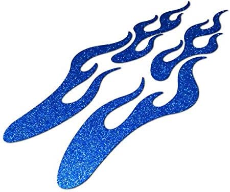 Amazon ファイヤーパターンカッティングステッカー フレイムスc 左右セット ブルーラメ 車 バイク 車 バイク