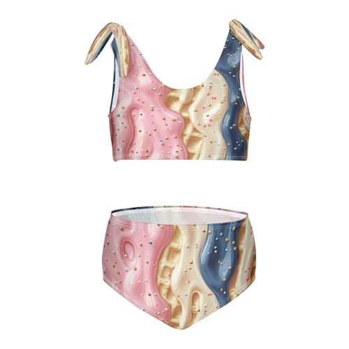 Sprinkles Milk Navy Pink Ice Cream Girls Tankini Swimsuit Kids Bikini Sets 2 Pcs Bathing Suit 3T