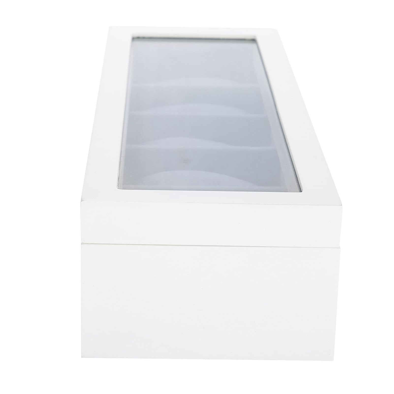 Mallette de Rangement de Montre pour Organisateur de Bijoux, Boîte D'affichage à 5 Grilles avec Couvercle en Verre Transparent Anti-poussière, MDF pour Usage Domestique (WHITE)