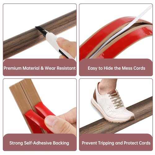 Pasacables de PVC flexible de 6 metros con acabado grano de madera marrón 3