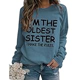 felpe estetiche donna i'm the oldest sister i make the rules stampa girocollo maniche lunghe felpe, blu, small