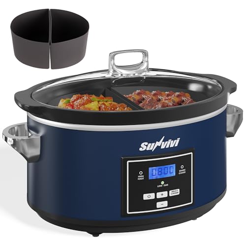 SUNVIVIPRO Programmable Slow Cooker, Multi-Cooker with 2 in 1 Silicone