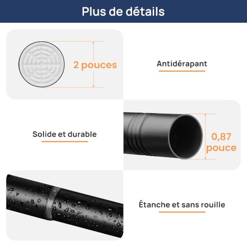 ENJOYBASICS Tringle Rideau Extensible sans Percage, 81-137 cm, Noir, Φ 22mm – vue 6