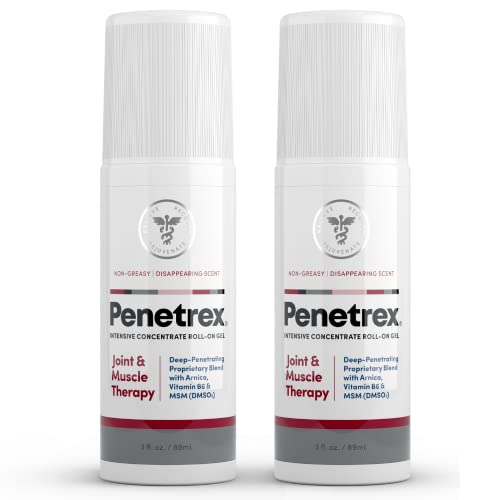 Penetrex Joint & Muscle Therapy – Soothing Gel for Back, Neck, Hands, Feet – Premium Whole Body Rub with Arnica, Vitamin B6 & MSM – 3oz Roll On Gel (2-Pack)