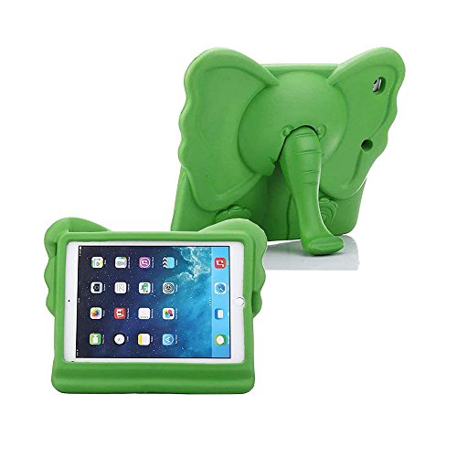 iPad mini Kids Case, Tading Non-Toxic Child Friendly Light Weight EVA Foam Shockproof Super Protection Tablet Cover Holder with Kickstand for iPad mini/Mini 2/ Mini 3/ Mini 4 - Elephant Design, Green
