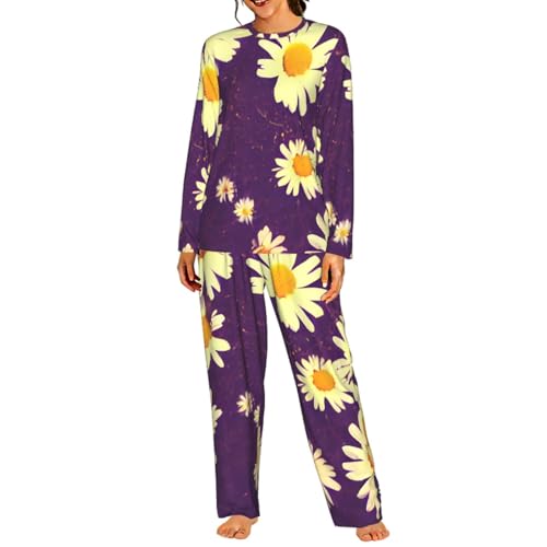 Pyjama marguerites violettes pour vos soirées cocooning et moments de détente à la maison