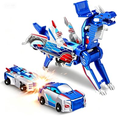 2-in-1 Collision Transforming Dinosaur Car Toy, 2 Magnetic Cars, Ages 3+