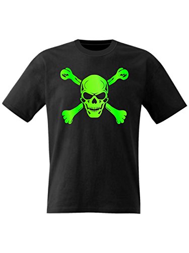 Photo de Pride and Glory T-shirt à manches courtes pour homme, T-Shirt noir - imprimé vert fluorescent, XXXXXXXXL