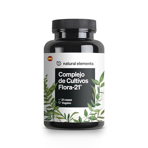 Probioticos – Complejo de cultivos Flora 21 – 21 cepas bacterianas + inulina orgánica – 180 cápsulas con recubrimiento entérico (DRcaps®) – probióticos y prebioticos intestinales, vegano