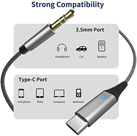 USB C to 3.5mm Audio Aux Jack Cable[1M], Bphuny USB Type C to 3.5mm Headphone Stereo Cord Car Aux Adapter Compatible with Samsung Galaxy S22 S21 Ultra Note 20 Plus,Google Pixel 6 XL,iPad Pro 2021