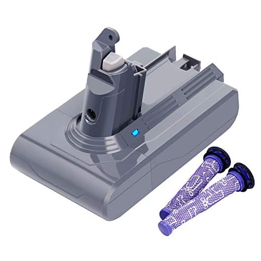 Biswaye 21.6V 4.5Ah V6 Lithium Battery Replacement for Dyson DC62 DC59 DC58 SV03 SV04 SV09 V6 Animal Motorhead V6 Slim V6 Absolute V6 Fluffy Vacuum Battery, with 2 Filters