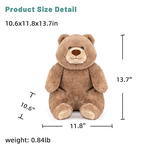 Brown Teddy Bear Stuffed Animal 13.7 Inches Bear Plushie Cute Brown Bear Plush Soft Bear Stuffed Animal Fat Bear Plush Toys Soft Teddy Bear Plush Birthday Gifts For Children Kids Boys(Brown Bear) #TOP5