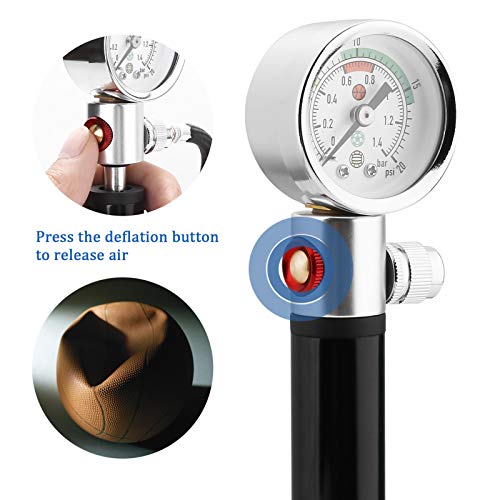 Ball Pump with Pressure Gauge, eBall Sports Ball Air Pump with Inflation Needles & Pressure Release Valve for Basketball, Football, Soccer Ball, Rugby, Volleyball and Other Inflatable Balls by eBall - Image 5