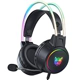 FARZI X15 Casque de jeu professionnel : phares adaptatifs, lumières dynamiques RVB, cache-oreilles stéréo intégral, microphone haute définition, pilote 50 mm, poids léger