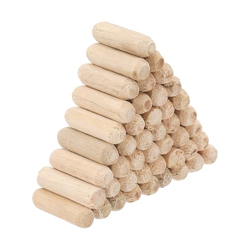 PATIKIL 60 Stück 6 x 20mm Holzdübel Set, Riffelholzdübel Holzstifte Dübel Set Gerillte Holzübelstifte Dübel Holz mit abgeschrägten Rillen für Zimmerei Möbel Tür Kunsthandwerk Projekte
