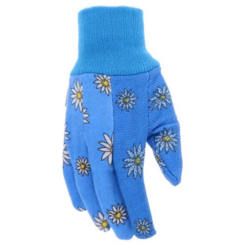 Mud Basic Women's Pvc Dotted Palm And Daisy Printed Jersey Garden Glove, Extreme Comfort, Excellent Grip, Durable Wear, Blue, Medium/Large (M61001B-Wml),Md61001B-Wml #TOP1