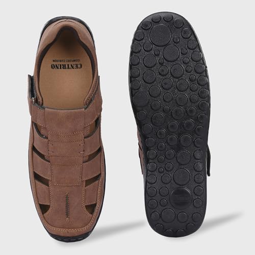 Image of Centrino Men's Fisherman Sandals | Cushioned Insole & Hook & Loop Straps | Trendy Sporty Design with Premium Upper | Closed-Toe Sandals for Travel & Walking (6620)