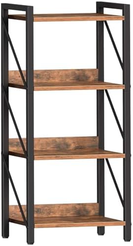 HOOBRO 4 Tier Bookcase, Industrial Style Corner Library, Display ...