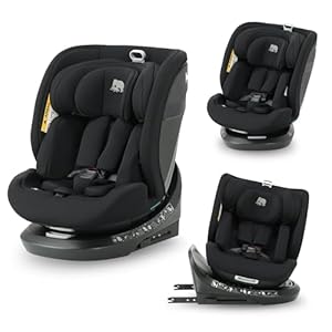 Deryan Cassie 360° i-Size Kindersitz 0-36kg – Drehbarer Autositz 0–12 Jahre (40–150 cm), mit Isofix & Liegefunktion, Gruppe 0/1/2/3, Rebroader, ECE R129 – Schwarz