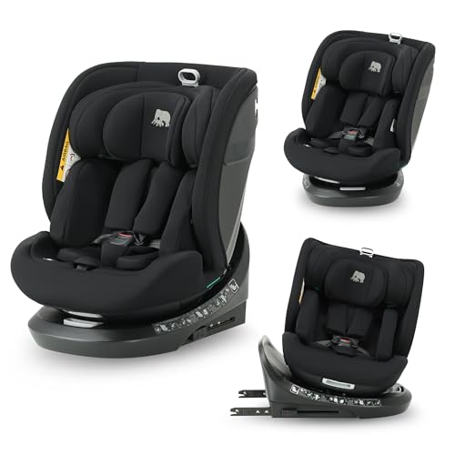 Deryan Cassie 360° i-Size Kindersitz 0-36kg – Drehbarer Autositz 0–12 Jahre (40–150 cm), mit Isofix & Liegefunktion, Gruppe 0/1/2/3, Rebroader, ECE R129 – Schwarz