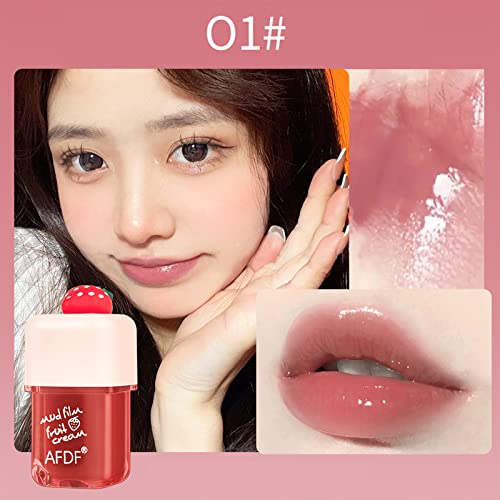 4 Colors Lip Stain Tint Set, Glossy Long Lasting Moisturizing Lip Stain, Natural Plump Lip Gloss Lip Tint Stain, High Pigment, Long-Lasting, Waterproof, Non-Sticky #TOP1