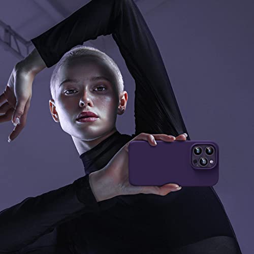 Tocol [5 In 1 For Iphone 14 Pro Case, With 2 Pack Screen Protector + 2 Pack Camera Lens Protector, Liquid Silicone Phone Case 6.1 Inch, [Anti-Scratch] [Drop Protection], Deep Purple #TOP5