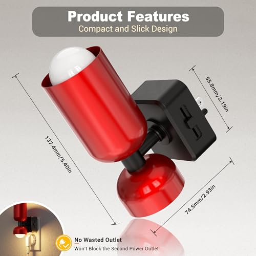 Image of JandCase Night Light, Night Lights Plug Into Wall, 3000K Warm White, 0-100LM Adjustable Brightness, Dusk to Dawn Sensor, 2 Pack Plug in Night Light for Bedroom, Stairway, Bathroom, Hallway