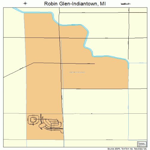 Large Street & Road Map of Robin GlenIndiantown, Michigan MI Printed poster size wall atlas