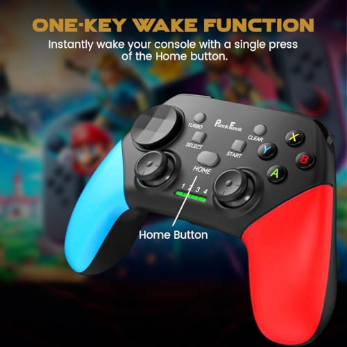 Image of PunnkFunnk Gaming Controller Lite Wireless Bluetooth Gamepad for Android, iOS, PC & Smart TV with Turbo Function, Ergonomic Grip, Rechargeable Battery (EliteX Wireless Red Blue)