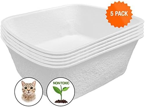 Large Disposable Litter Box - 5 Pack - Odor Control Disposable Litter Boxes for Cats - Durable Waterproof Disposable Kitty Litter Box -…