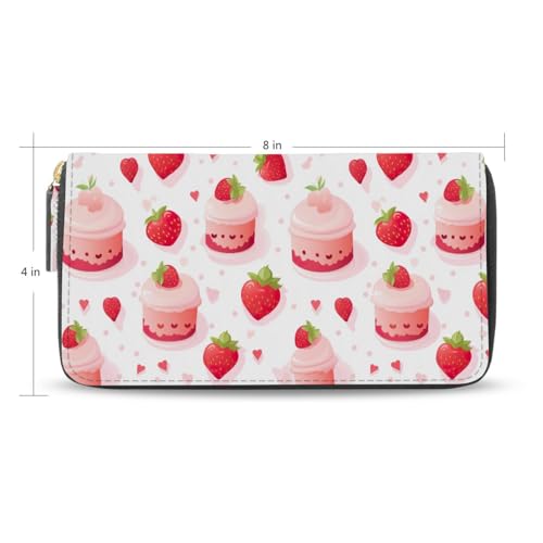 Cute Strawberry Cake Women's Large Capacity Wallets Holder Wallet Credit Card Clutch Coin Pocket Pu Leather Zipper Closure Deal Gift for Women 212207652
