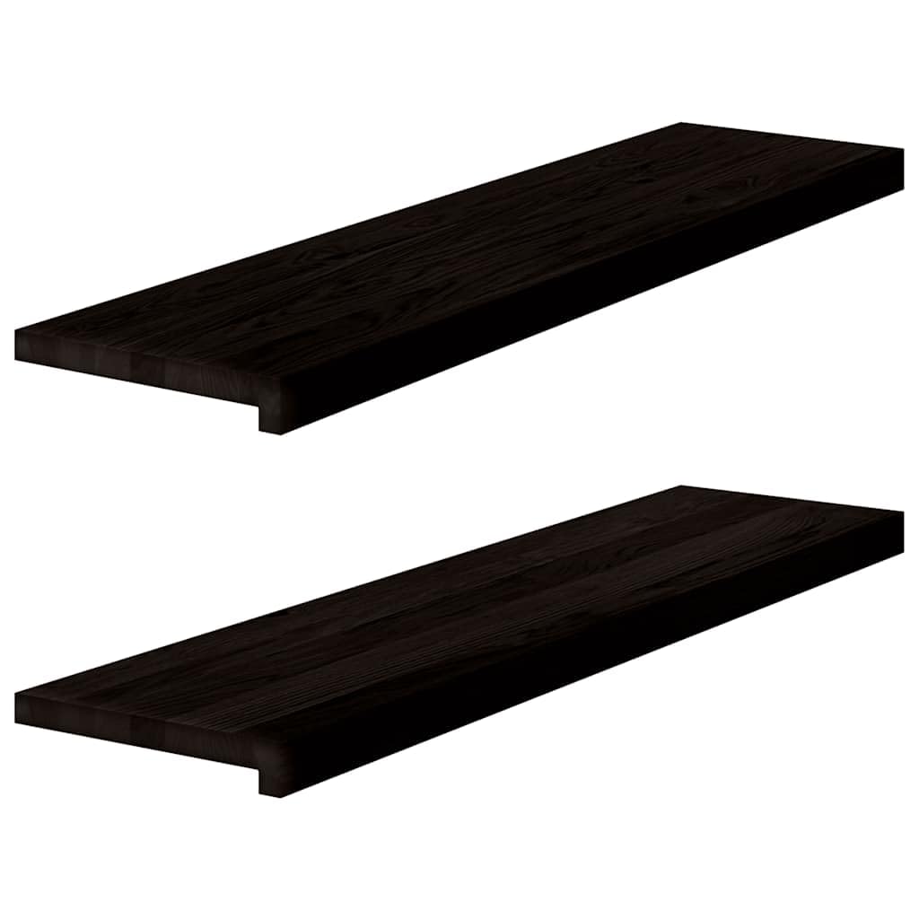 Générique 2-częściowe stopnie schodowe z litego dębu ciemnobrązowego 100 x 30 x 2 cm, solidne drewniane stopnie na schody i parapet