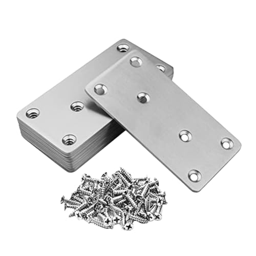 FUNOMOCYA 10pcs Silver Corner Bracket Flat Bracket Stainless Steel Right Angle Bracket Mending Plate